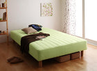 マットレスベッド・20色カバーリング 国産ポケットコイルマットレスタイプ シングル 脚15cm ペールグリーン