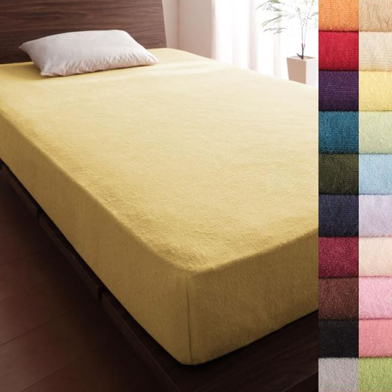 ボックスシーツ 単品 ベッド用 シングル 20色 コットンタオル 洗える アイボリー