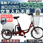 3輪自転車 電動アシスト 三輪自転車 ミラー付き ノーパンク パンクしない 防災