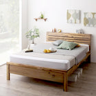 デザインベッド 最高級国産ナノポケットコイルマットレス付き セミダブル 高さ調節 棚・コンセントつき ナチュラル/ブラック