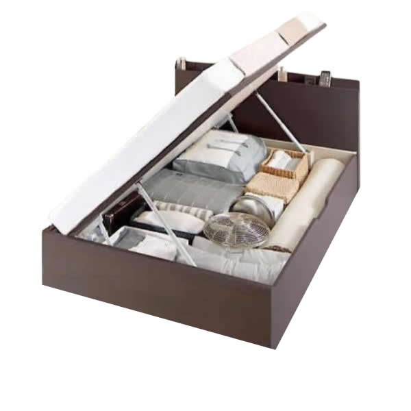 ベッド セミシングル ベッド 跳ね上げ 薄型スタンダードボンネルコイル 横開き 深さレギュラー組立設置付