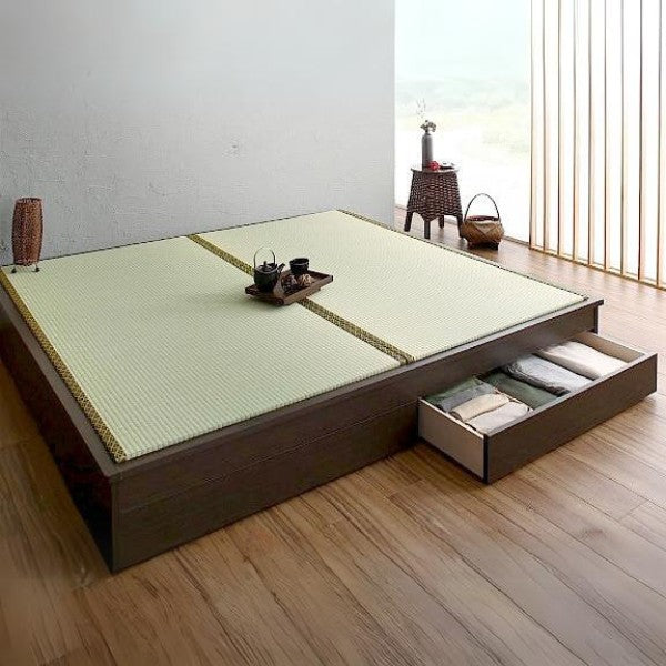 キングベッド ベット 大型サイズの引出収納付き 選べる畳の和デザイン小上がり い草畳