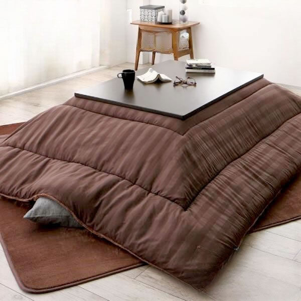 こたつ掛布団&敷布団2点セット 5mm厚ウレタン入り敷布団タイプ 正方形 75×75cm 天板対応 裏プレミアム毛布つき