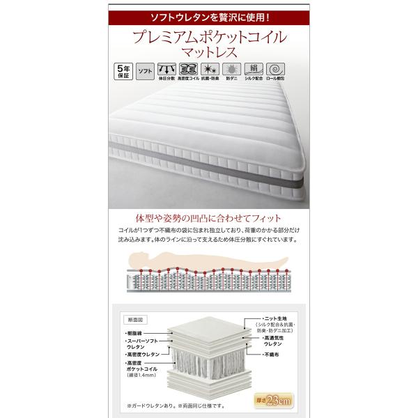 収納ベッド クイーン SS×2 フランスベッド マルチラススーパースプリングマットレス付 棚 コンセント付
