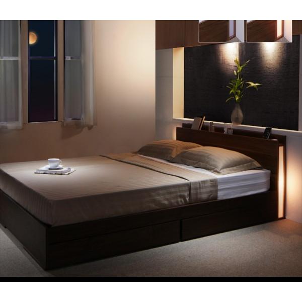 フランスベッド ダブル マルチラススーパースプリングマットレス付き スリム 収納ベッド
