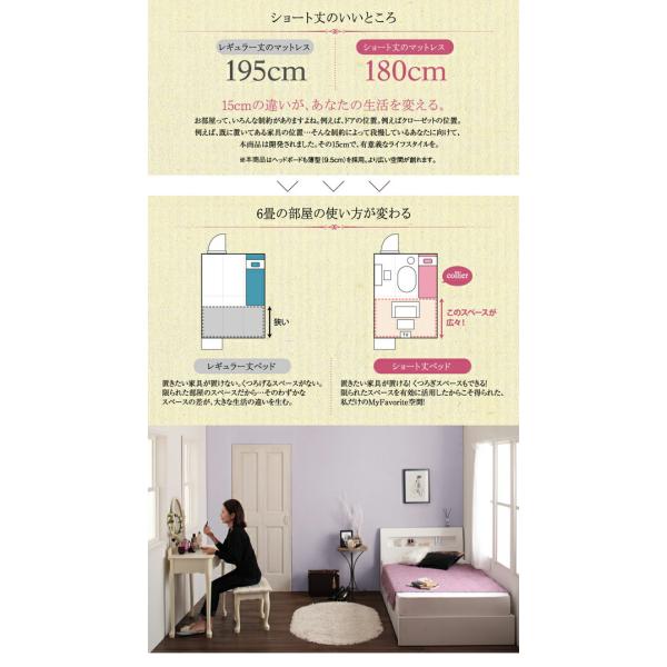 収納ベッド シングル 棚 コンセント付きショート丈 ベッドフレームのみ ショート丈