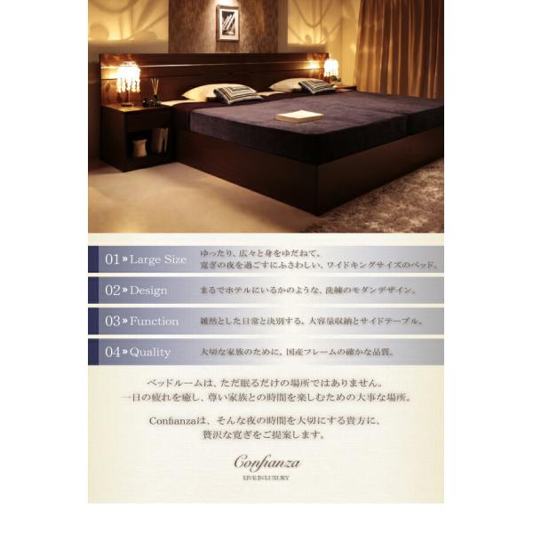 デザインベッド ダブル 家族で寝られるホテル風モダン 国産ボンネルコイルマットレス付き