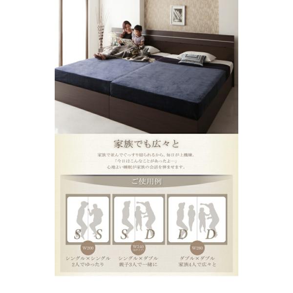 デザインベッド ワイドK240 SD×2 家族で寝られるホテル風モダン 天然ラテックス入り国産ポケットコイルマットレス付き