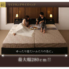 デザインベッド ワイドK280 D×2 棚 コンセント 収納付き大型モダン ベッドフレームのみ