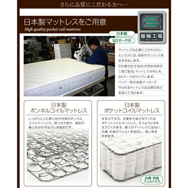 多機能ベッド セミダブル フラップ棚 照明 コンセントつき多機能ベッド 天然ラテックス入り国産ポケットコイルマットレス付き
