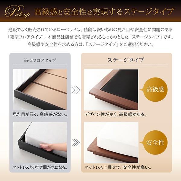 ベッドフレームのみ ダブル ファミリーローベッド 棚 ライト コンセント付き