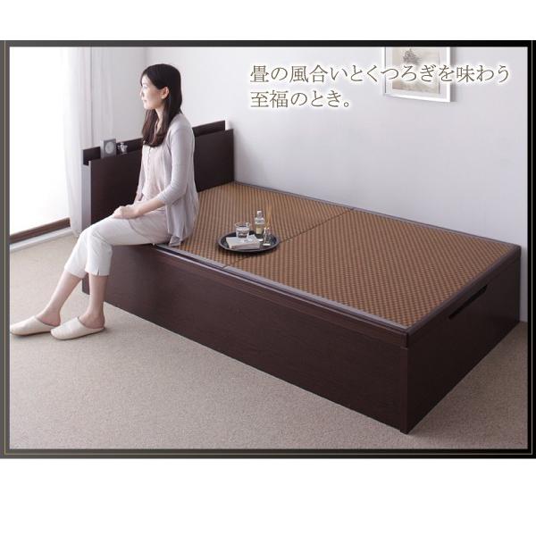 畳ベッド 跳ね上げ セミダブル 美草・日本製 ベッド 深さラージ 組立設置付