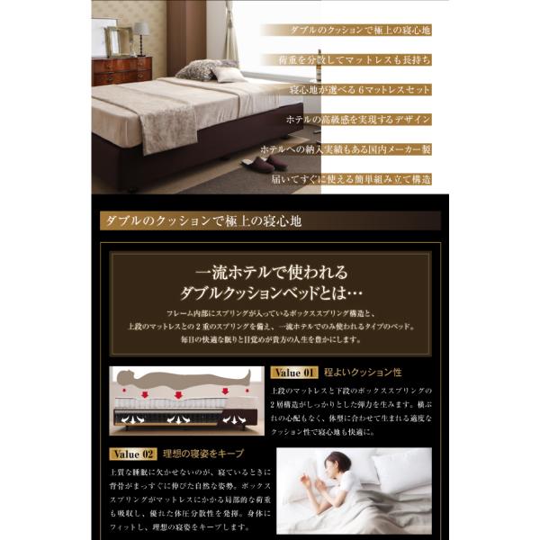 ホテル仕様 ダブルクッションベッドセミダブル 国産ボンネルコイルマットレス付き