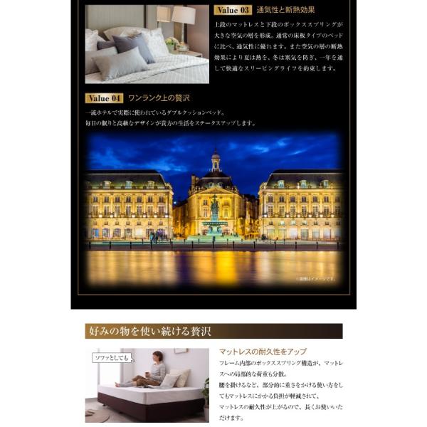 ホテル仕様 ダブルクッションベッドセミダブル 国産ボンネルコイルマットレス付き