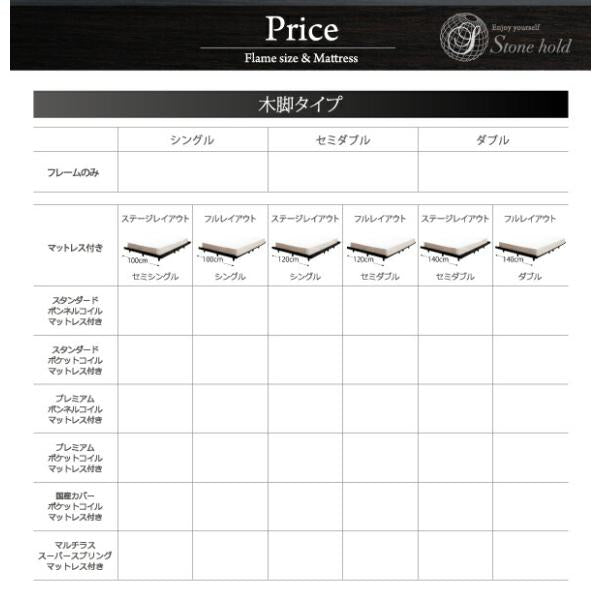 デザインボードベッド セミダブル ベッドフレームのみ 木脚タイプ