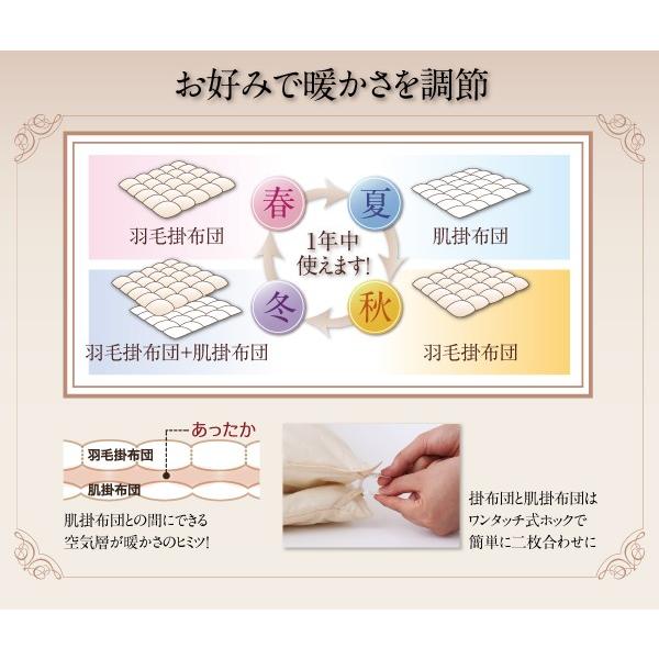羽毛布団 キング10点セット ベッドタイプ ポーランド産 ホワイトダック90% ロイヤルゴールドラベル
