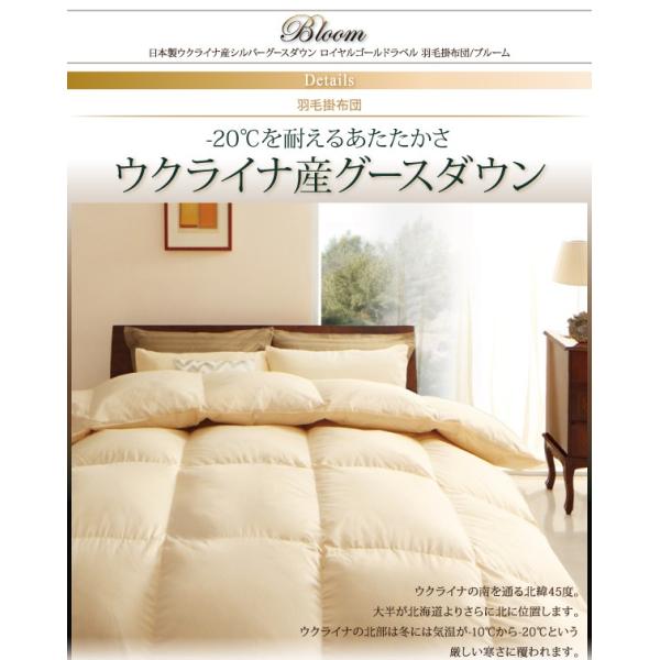 羽毛掛布団 単品 日本製 ウクライナ産ロイヤルゴールドラベル グースダウン93% クイーン