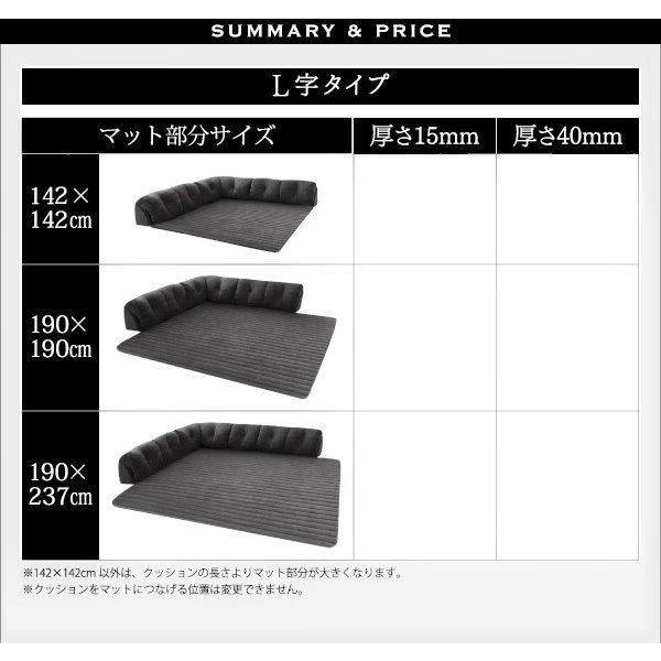 こたつ用フロアコーナーソファ コの字 マット部分サイズ 142×142cm 厚さ40mm