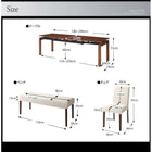 ダイニング 6点セット テーブル + チェア4脚 + ベンチ1脚 W140-240 天然木 ウォールナット材 伸縮