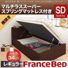 ベッド 収納 跳ね上げ セミダブル マットレス付き フランスベッド マルチラススーパースプリング 横開き 深さレギュラー