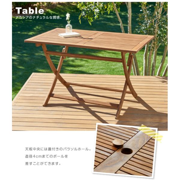 ガーデンファニチャー 5点セット テーブル + チェア4脚 チェアタイプ W120 アカシア 天然木 ガーデンファニチャー