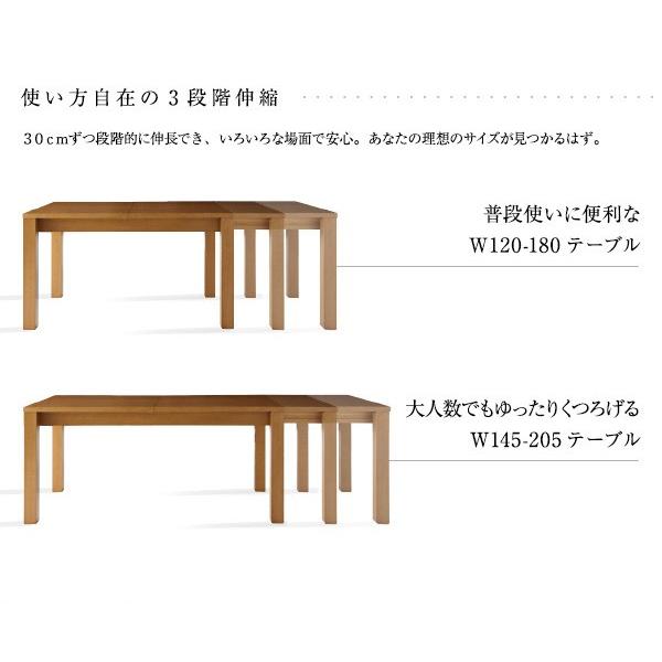 ダイニング 4点セット テーブル + チェア2脚 + ベンチ1脚 W120-180 3段階伸縮 ワイドサイズ