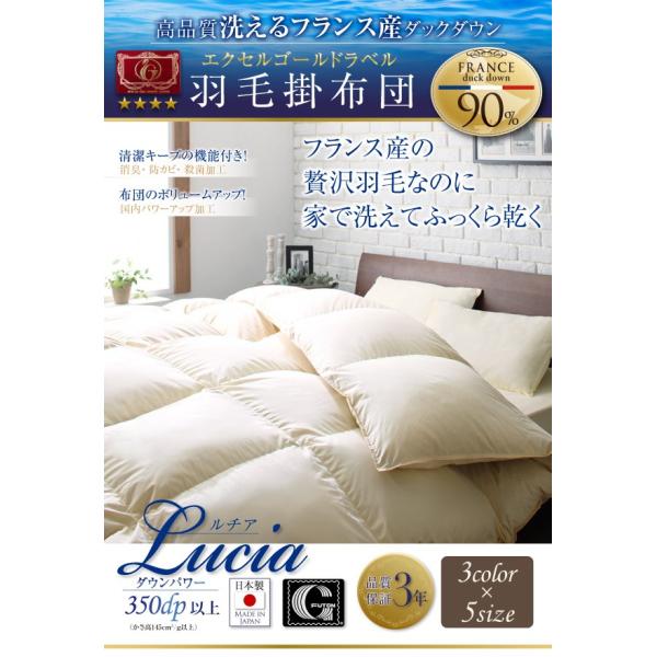 羽毛掛布団 キング 日本製 防カビ消臭 エクセルゴールドラベルフランス産ダックダウン90％