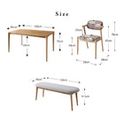 ダイニング4点セット(テーブル+チェア2+ベンチ1) W150 天然木 オーク 無垢材 北欧