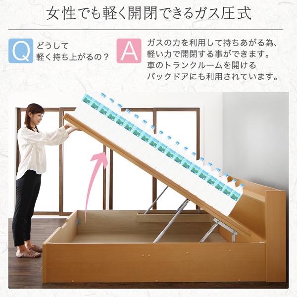 跳ね上げ畳ベッド 中国産畳 セミダブル 深さグランド組立設置付 日本製 ガス圧式