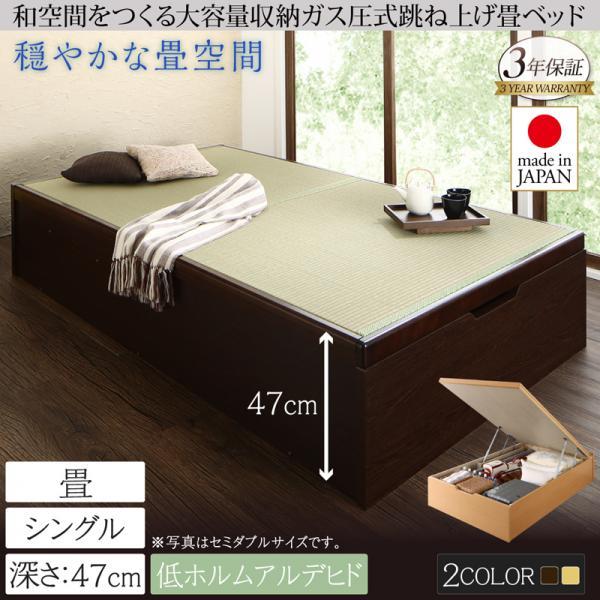 ガス圧式跳ね上げ畳ベッド 中国産畳 シングル 深さグランド日本製