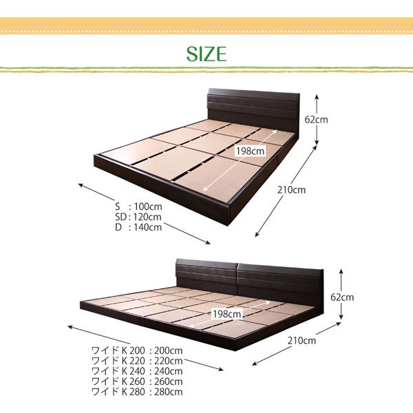 ベッド連結 ローベッド ワイドK260(SD+D) フロアベッド ボンネルコイル