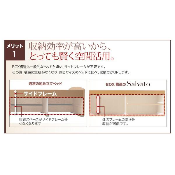 チェストベッド セミダブル 日本製 棚 コンセント付き 大容量すのこ 薄型抗菌国産ポケットコイルマットレス付き