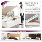 収納ベッド セミダブル 国産 跳ね上げ ホワイト 薄型抗菌国産ポケットコイルマットレス付き 縦開き 深さレギュラー