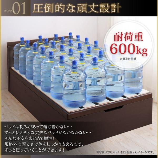 ベッド ガス式跳ね上げ シングル 深さラージ お客様組立 薄型プレミアムボンネルコイル 縦開き