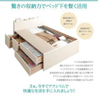 チェストベッド セミダブル 日本製 棚 コンセント付き 大容量 薄型抗菌国産ポケットコイルマットレス付き