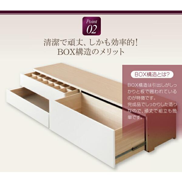 チェストベッド セミダブル 日本製 棚 コンセント 仕切り板付き 大容量 薄型スタンダードボンネルコイルマットレス付き