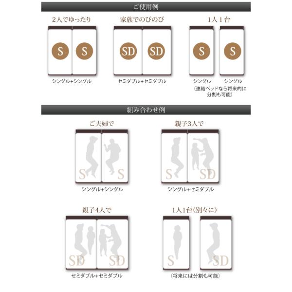 ベッド 連結 収納 マットレス付き ポケットコイル 床板 B(S)+A(SD)タイプ ワイドK220お 客様組立 薄型 抗菌