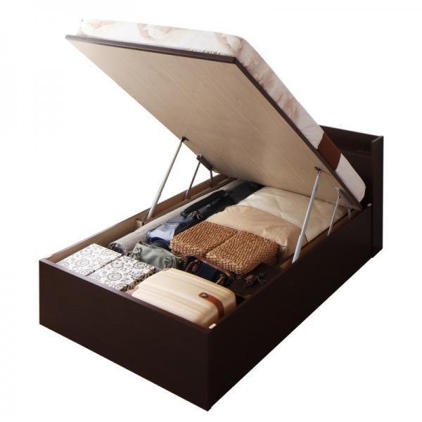 シングルベッド 跳ね上げ ベッド 収納 薄型スタンダードボンネルコイル 縦開き 深さラージ 組立設置付