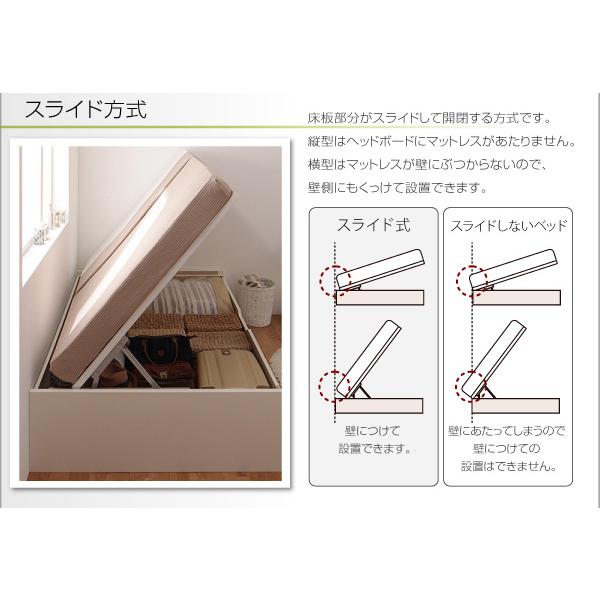 ベッド 跳ね上げ シングル 収納 薄型スタンダードボンネルコイル 縦開き 深さラージ 組立設置付