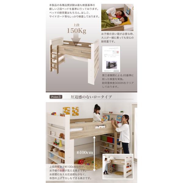 システムロフトベッド シングル 棚 コンセント付き 薄型抗菌国産ポケットコイルマットレス付き