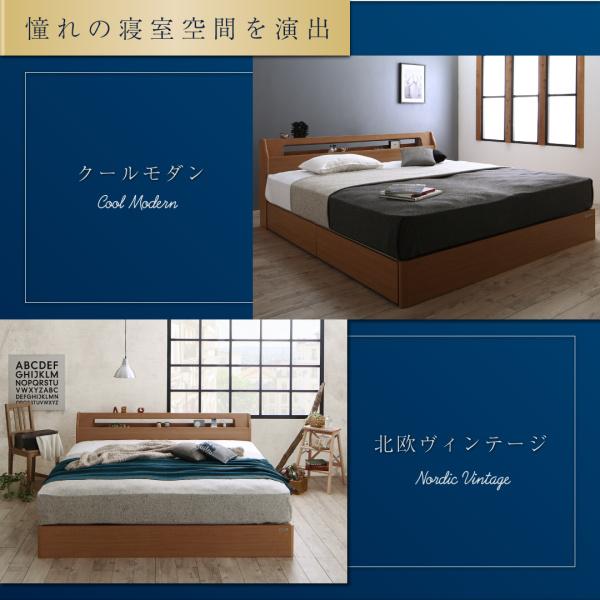 ベッド ダブル ベッド 収納 ボンネルコイル スリムタイプ 高級アルダー材 ワイドサイズ