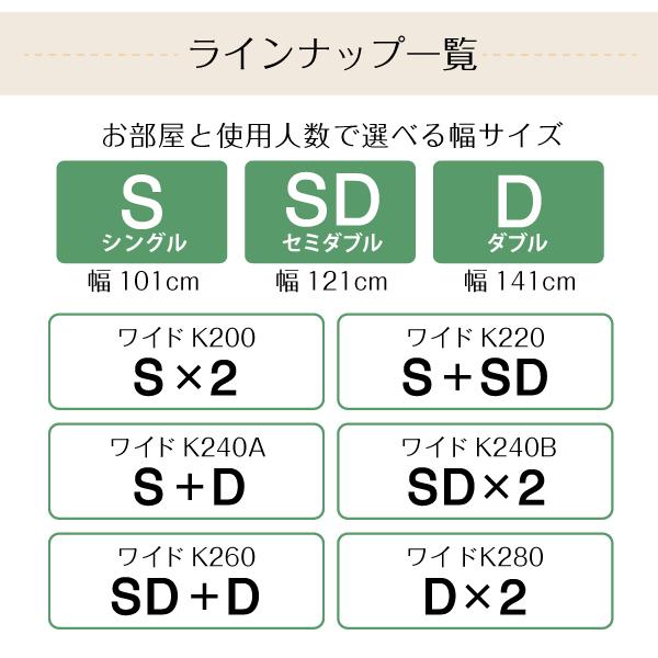 連結ベッド ワイドK240 S+D 42cm 日本製 布団を収納 大容量収納畳 ベッドフレームのみ い草畳