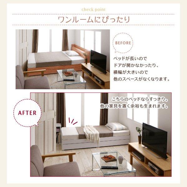 ベッド 収納 シングル ショート丈 薄型スタンダードボンネルコイル