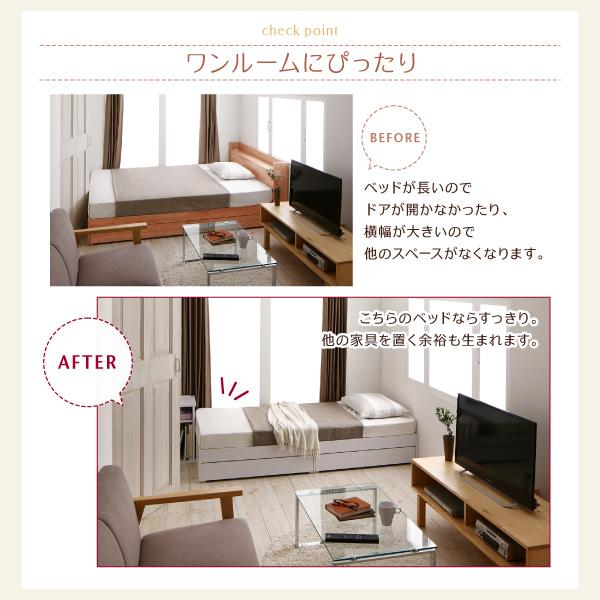 ベッド 収納 シングル ショート丈 薄型プレミアムポケットコイル