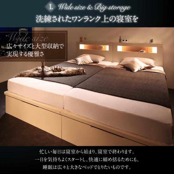 ベッド 収納 クイーン(SS×2) 大型 跳ね上げ 薄型スタンダードポケットコイル 縦開き 深さレギュラー お客様組立