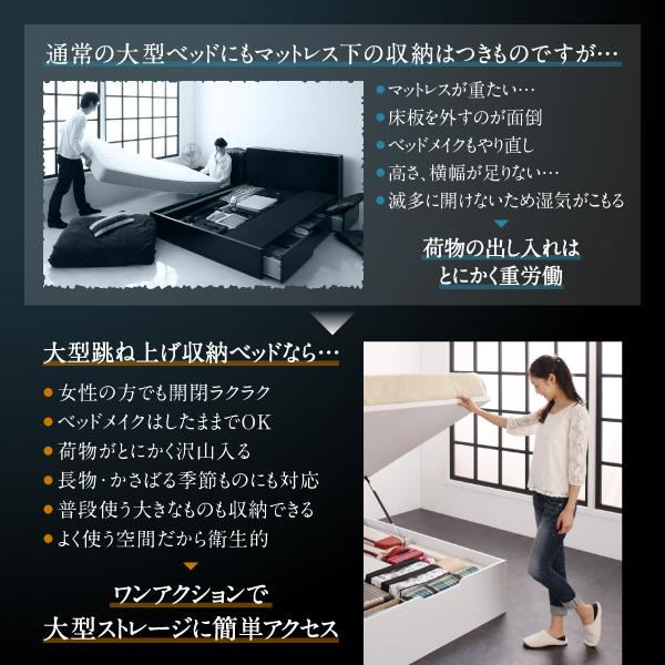 ベッド 収納 クイーン(SS×2) 大型 跳ね上げ 薄型プレミアムポケットコイル 縦開き 深さレギュラー お客様組立