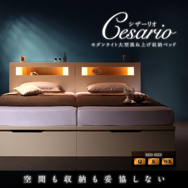 収納ベッド クイーン SS×2 深さラージ フランスベッド マルチラススーパースプリングマットレス付 跳ね上げベッド 深型 連結 コンセント付 縦開
