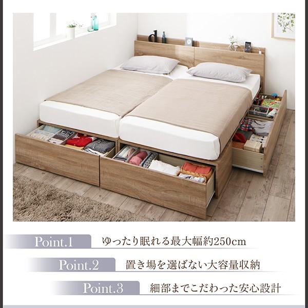 ベッド 連結 引き出し 収納 マットレス付き フランスベッド マルチラススーパースプリング A+Bタイプ クイーン SS×2)