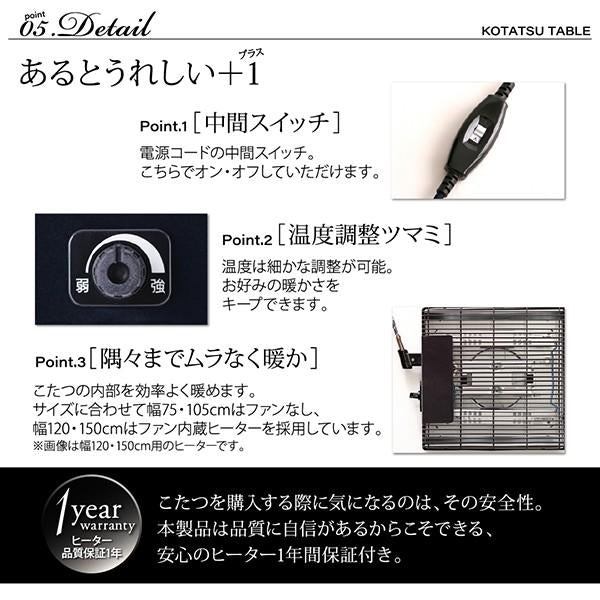 こたつ4点セット テーブル＋掛・敷布団＋布団カバー 鏡面仕上 5尺長方形 80×150cm