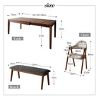 伸縮式ダイニング 4点セット(テーブル+チェア2脚+ベンチ1脚) W120-180 北欧 天然木 ウォールナット材